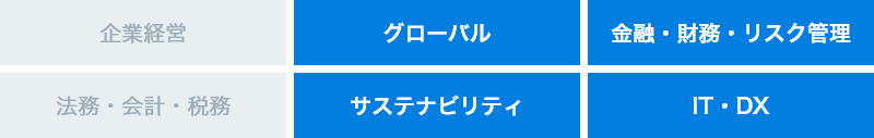 グローバル、金融・財務 リスク管理、サステナビリティ、IT・DX