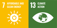 Contribution to a decarbonized society is aligned with SDG 7, Affordable and Clean Energy, and SDG 13, Climate Action.