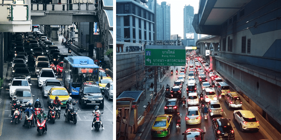 バンコク市街は渋滞が多い